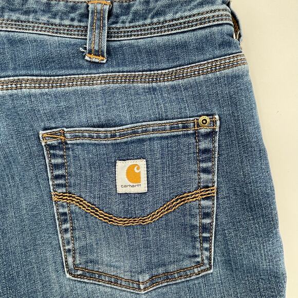 Carhartt Women's Relaxed Fit Flannel Lined Straight Jeans, Sz 12 Reg. Chore Work - Picture 3 of 11